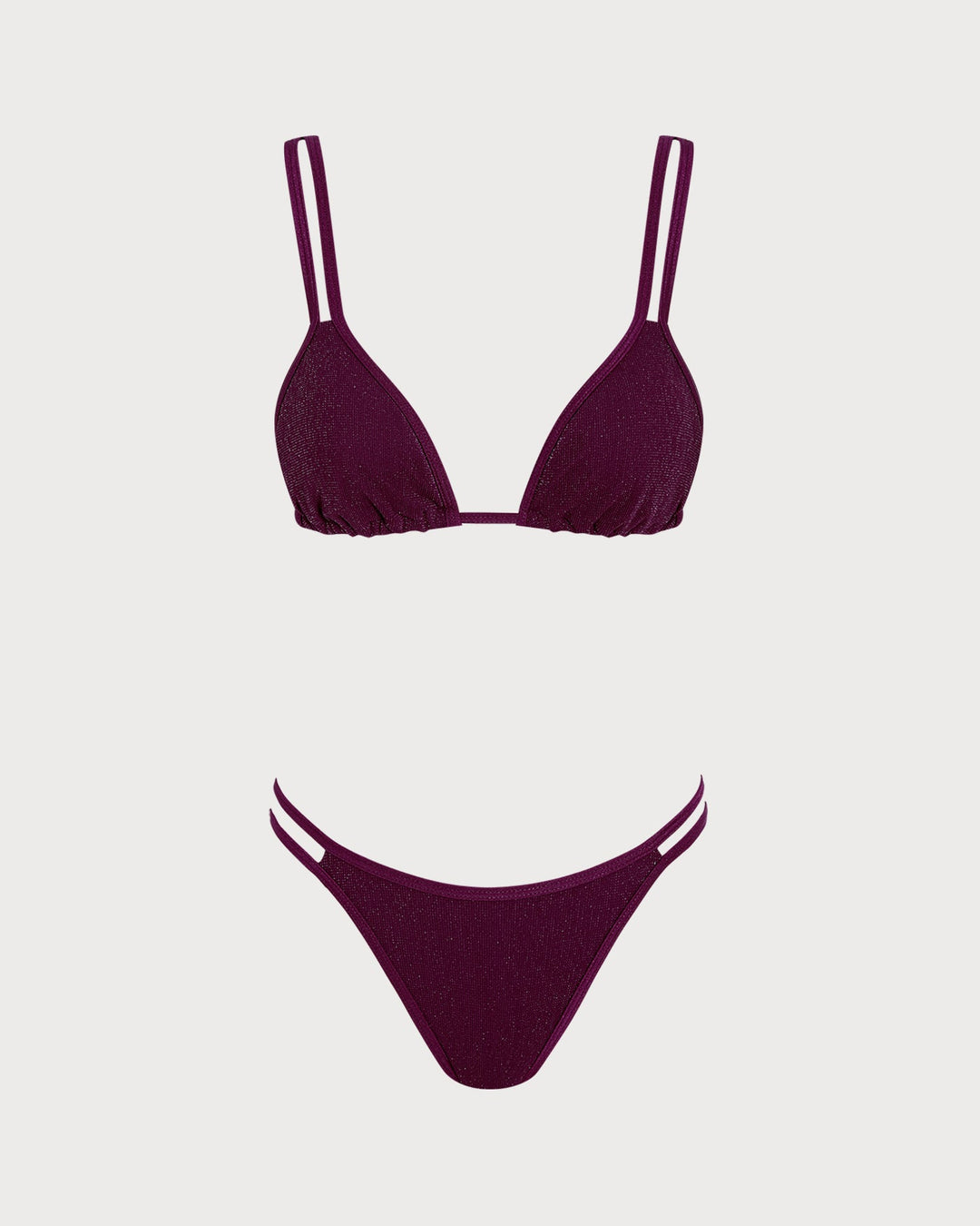Wine Red Lurex Triangle Bikini Set