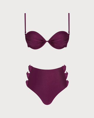 Wine Red Cut Out Underwire Bikini Set