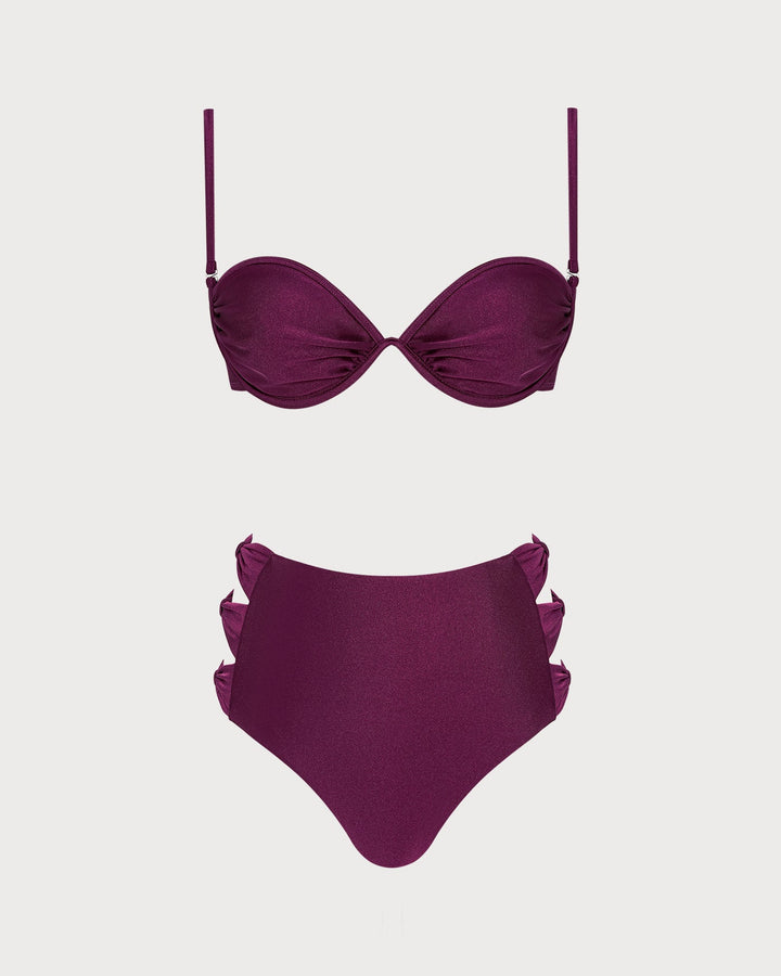 Wine Red Cut Out Underwire Bikini Set