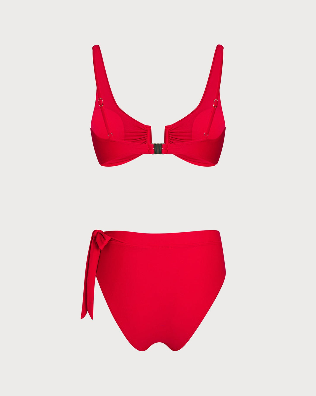 Red Natural Waisted Triangle Bikini Set
