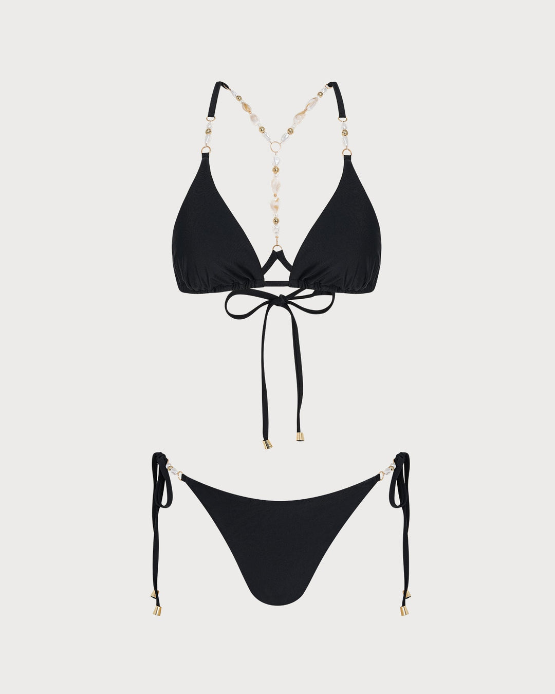 Black Tie Rhinestones Triangle Bikini Set