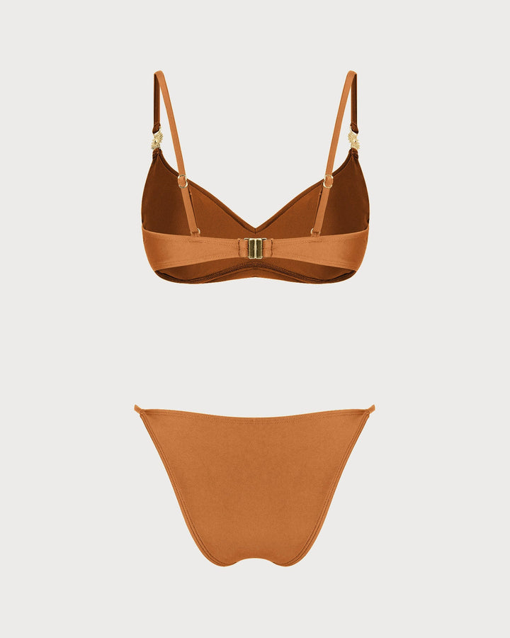 Caramel V Neck Bralette Bikini Set