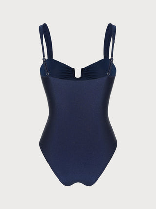 Blue Solid Triangle One Piece