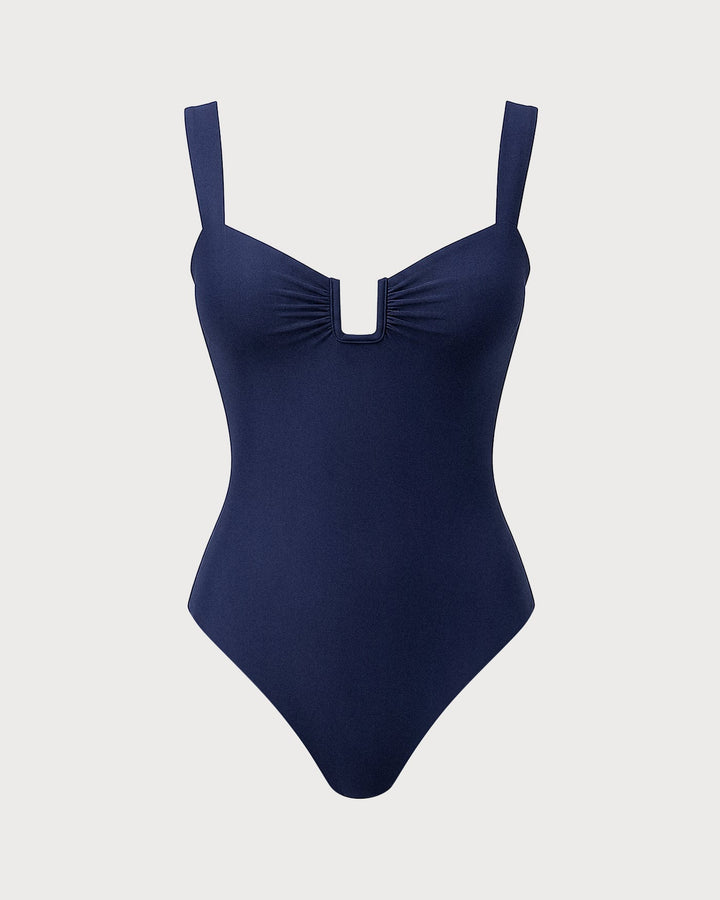 Blue Solid Triangle One Piece