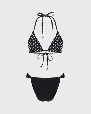 Black Polka Dot Reversible Bikini Set