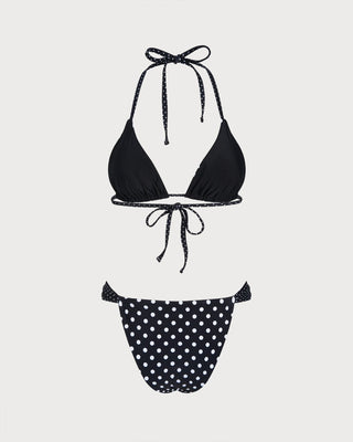Black Polka Dot Reversible Bikini Set