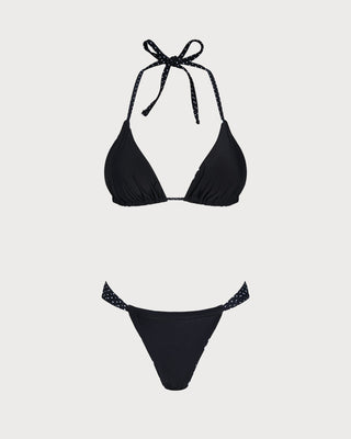 Black Polka Dot Reversible Bikini Set