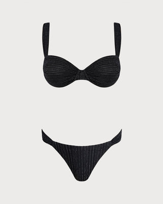 Black Sequins Underwire Bikini Set