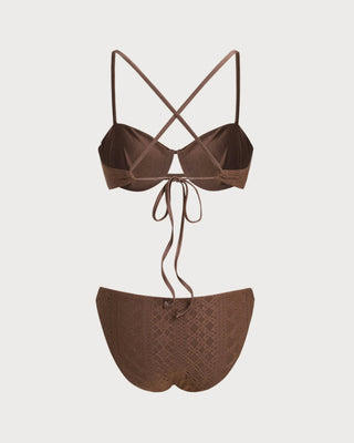 Brown Textured Underwire Bikini Set