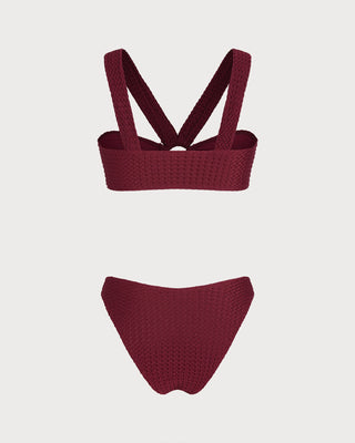 Wine Red O-Ring Triangle Bikini Set