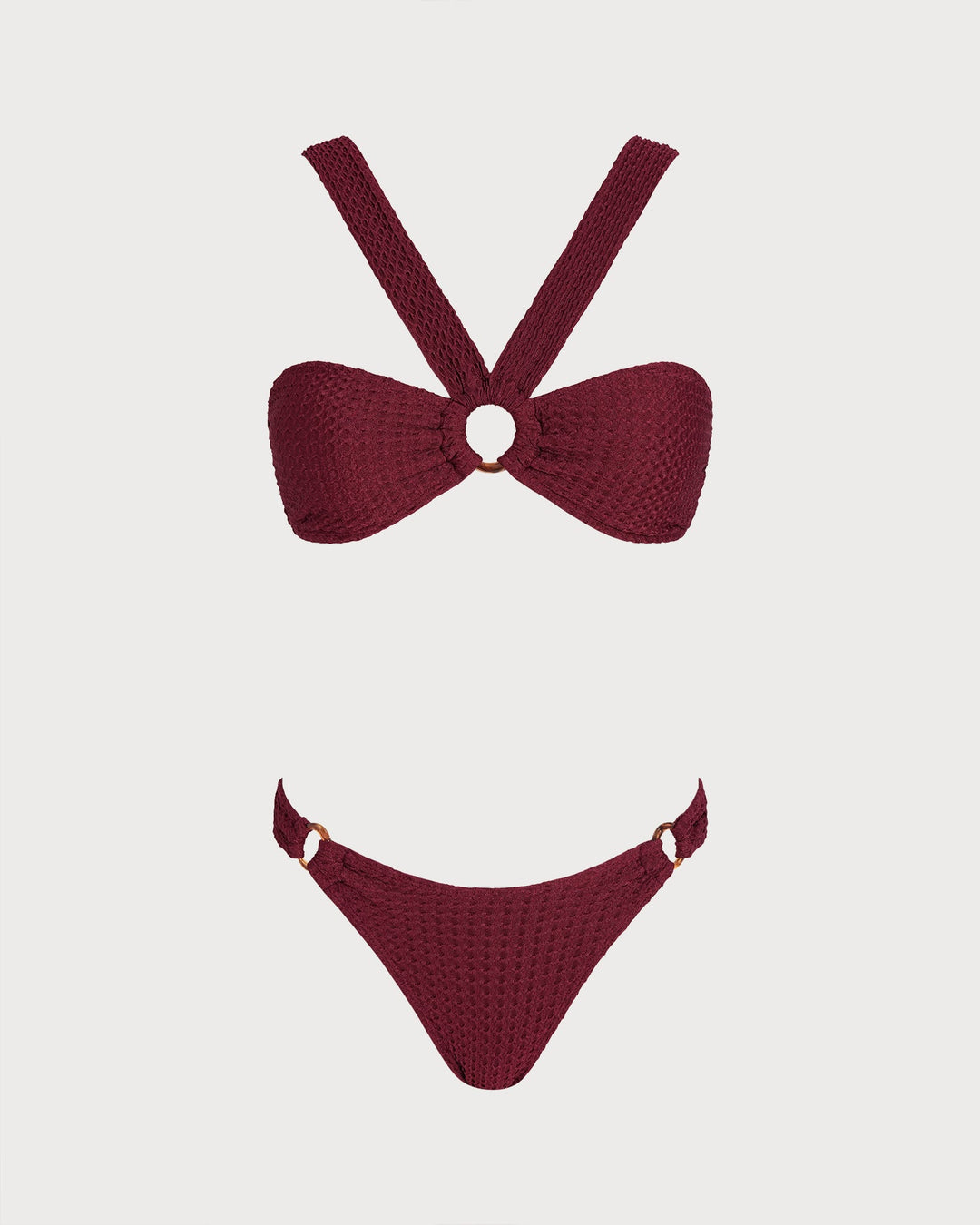 Wine Red O-Ring Triangle Bikini Set