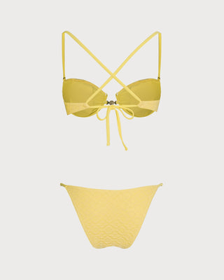 Yellow Textured Underwire Bikini Set