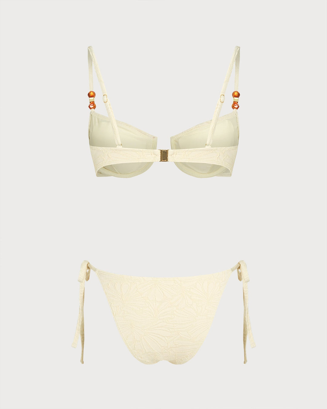 Apricot Rhinestones Tie Strap Bikini Set