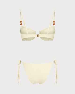Apricot Rhinestones Tie Strap Bikini Set