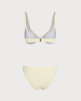 Beige Jacquard Underwire Bikini Set