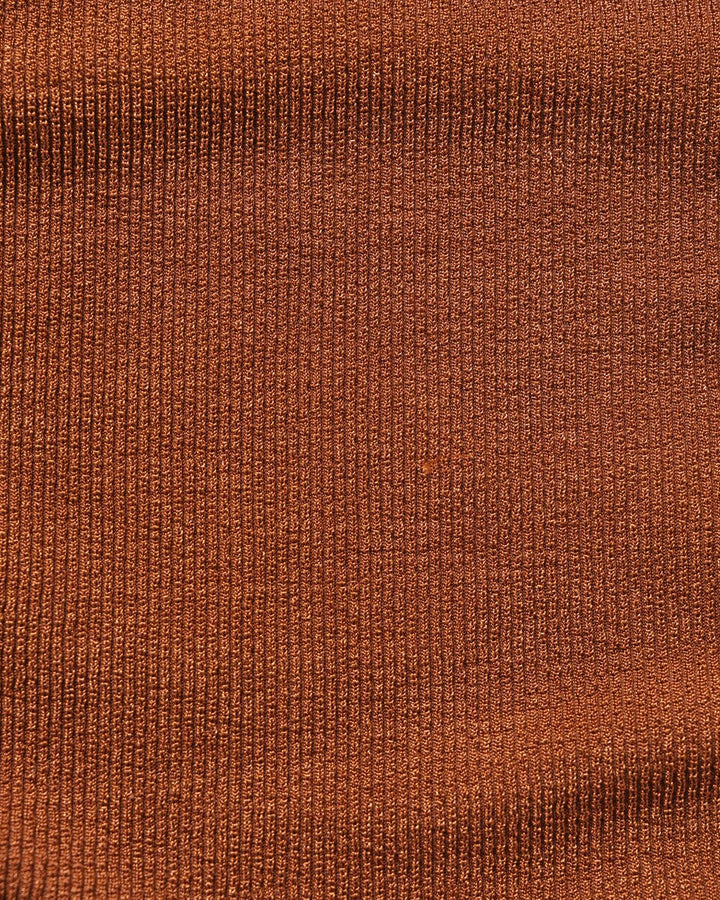 Brown Halter Textured Bandeau Bikini Set