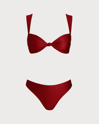 Red Triangle Low Waisted Bikini Set