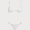 White V Neck Textured Bralette Bikini Set