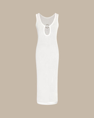 White V Neck O-Ring Cover-Up