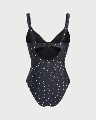 Black Polka Dots One Piece Swimwear