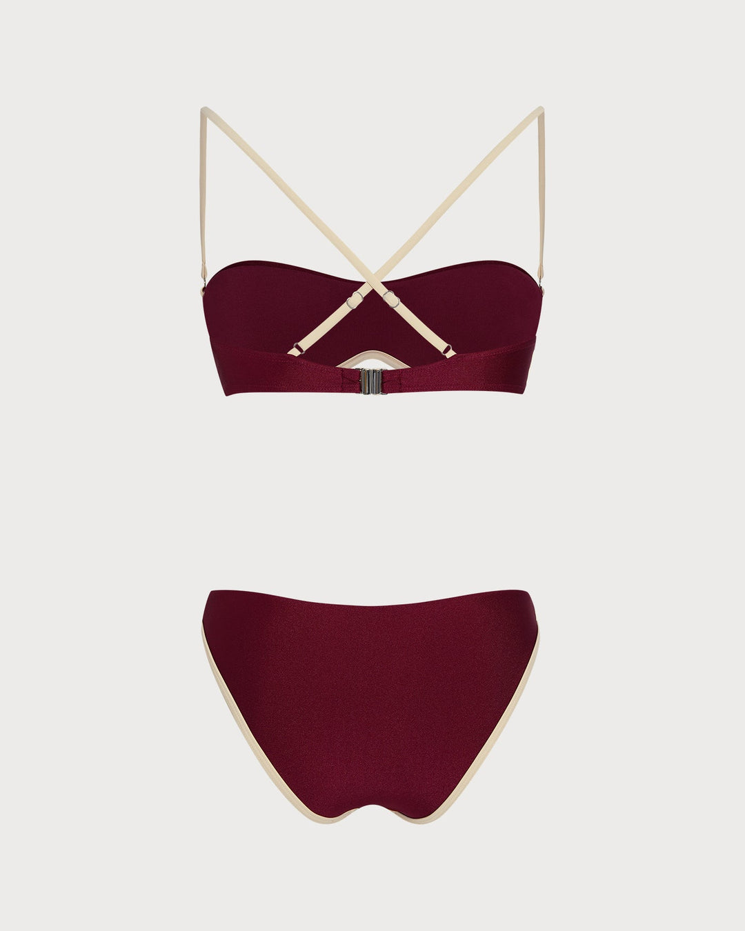 Red X Cross Contrasting Underwire Bikini Set