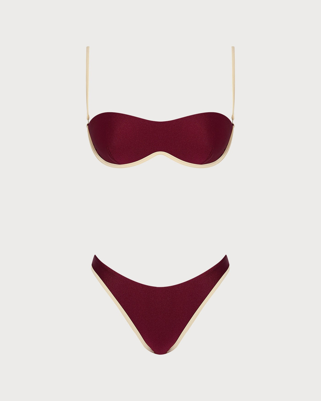 Red X Cross Contrasting Underwire Bikini Set
