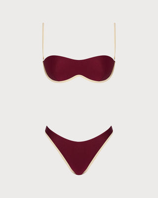 Red X Cross Contrasting Underwire Bikini Set