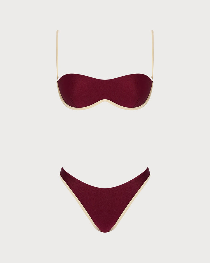 Red X Cross Contrasting Underwire Bikini Set