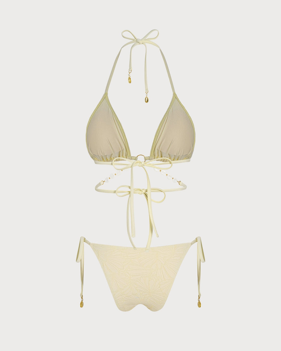Apricot Halter O-Ring Triangle Bikini Set