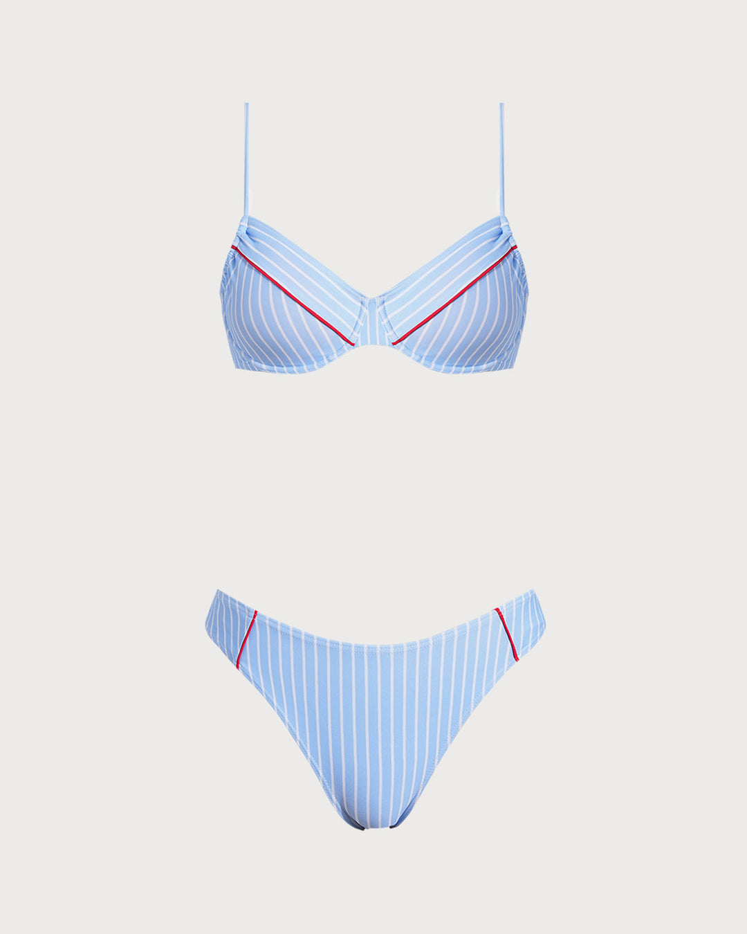Light Blue Striped Underwire Bikini Set