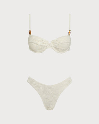 White Textured Underwire Three-Piece Set